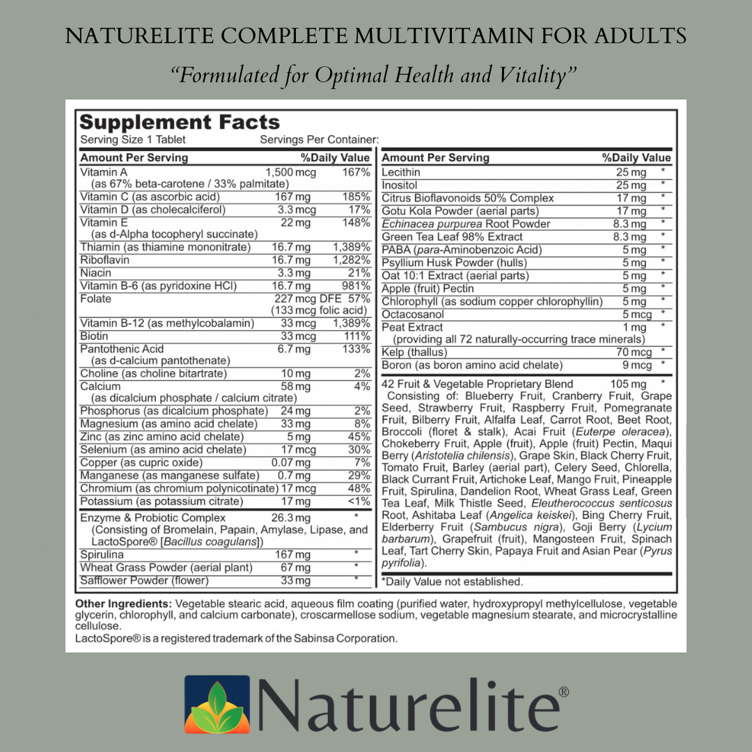 Naturelite’s Complete Multivitamin For Adults *Life’s Vitality Blend*