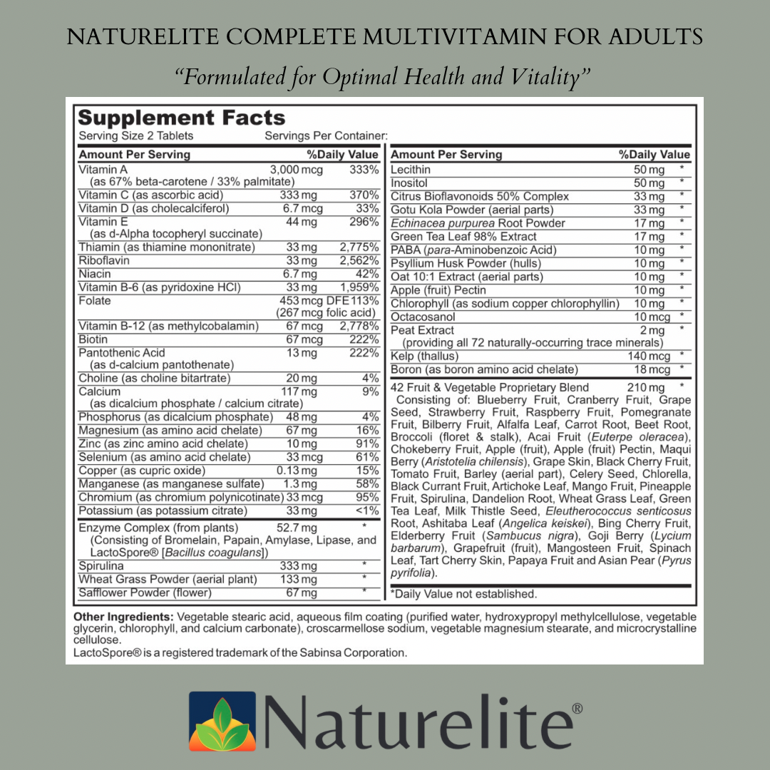 Naturelite’s Complete Multivitamin For Adults *Life’s Vitality Blend*